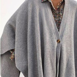 Anthropologie Knit Button-Front Poncho